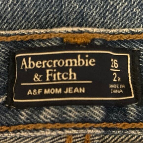 Abercrombie & Fitch Mom Jean Women's Blue High Rise Distressed Ankle Jeans Sz 2 - Picture 4 of 5